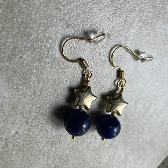 🌹 free w/purchase sterling silver lapis lazuli 9 mm gem stone 18k gold vermeil - Picture 8 of 15